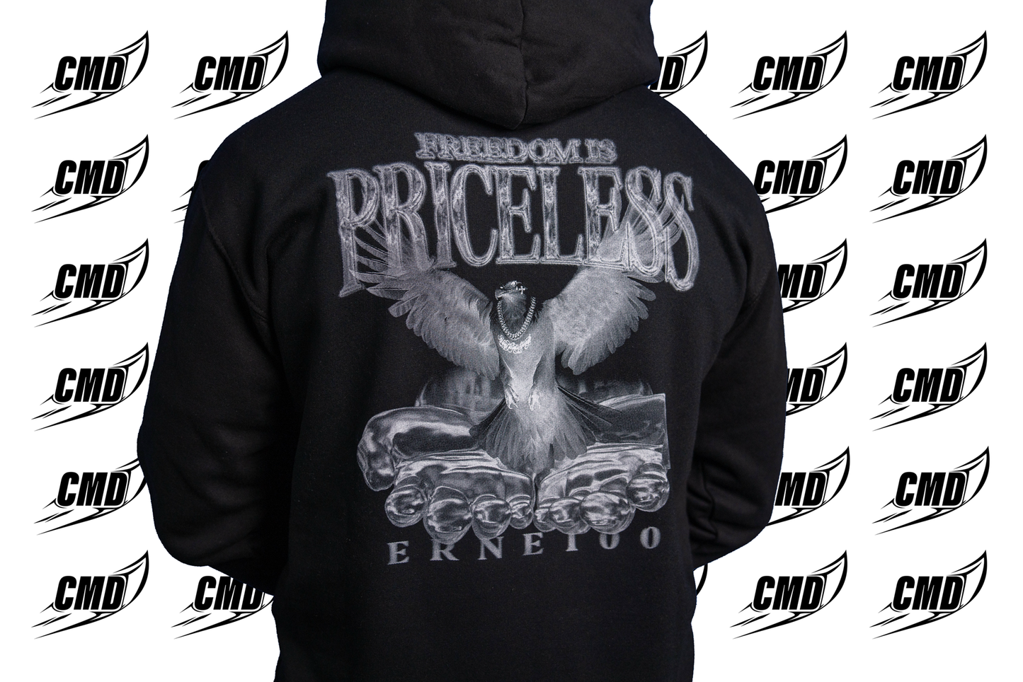 ERNE100 - FREEDOM IS PRICELESS / MIKINA / BLACK + GREY